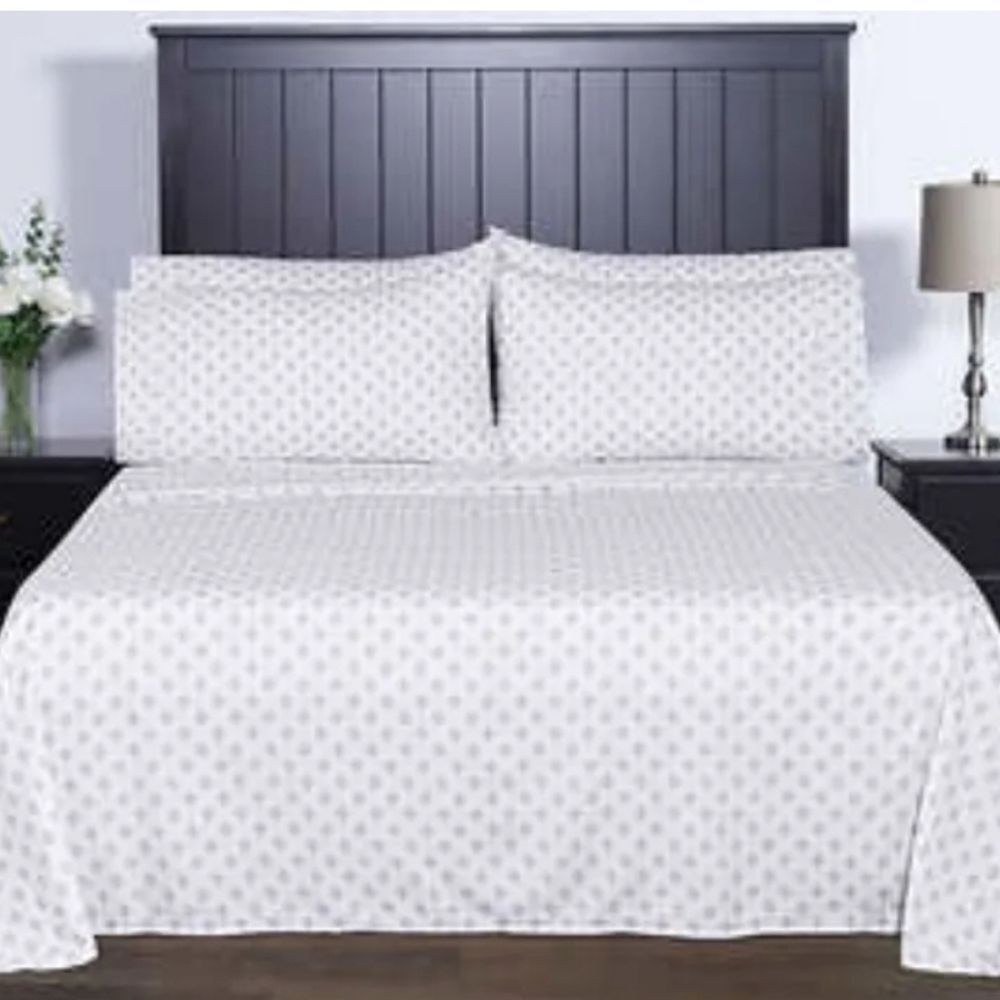 South Point Home Brushed Microfiber 4pc Soft Sheet Set in Gray Medallion, FULL - Picture 2 of 6